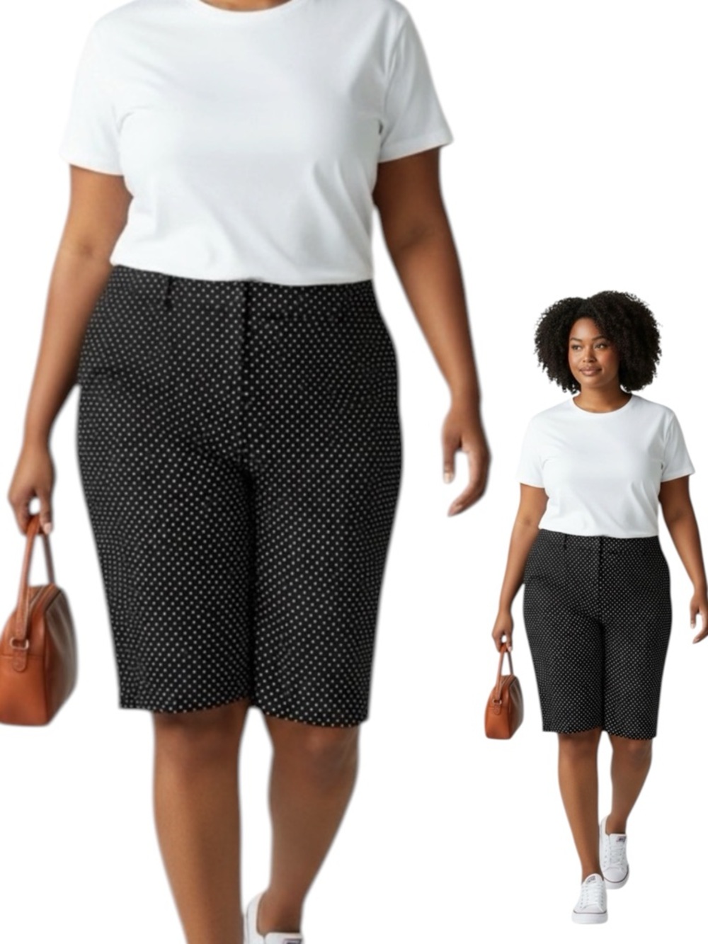 AVENUE Women’s Black Polka Dot Shorts